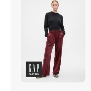 GAP Recycled Easy Crinkle Velvet Trousers Womens pinot noir 6 regular
